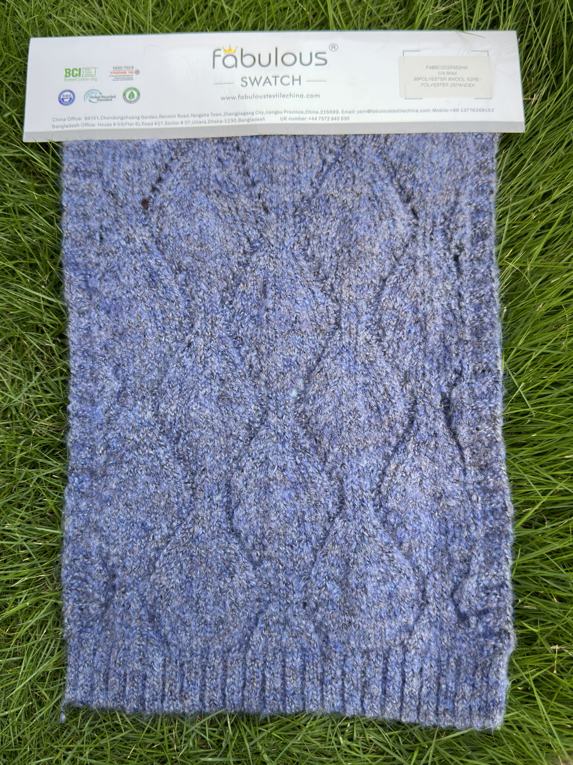 1 4.5NM 38POLYESTER 8WOOL 52RE-POLYESTER 2SPANDEX