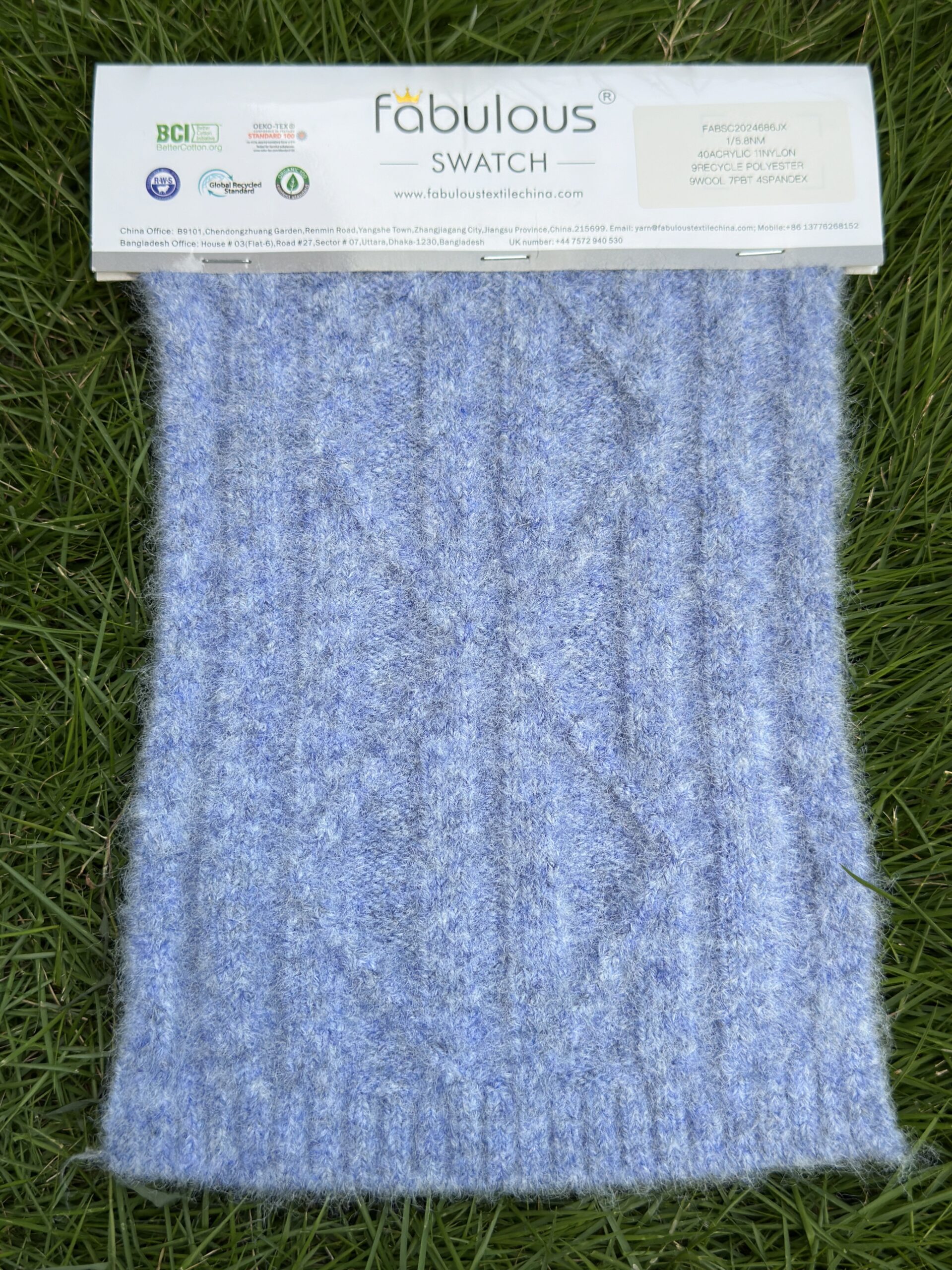 1 5.8NM 40ACRYLIC 11NYLON 9RE-POLYESTER 9WOOL 7PBT 4SPANDEX