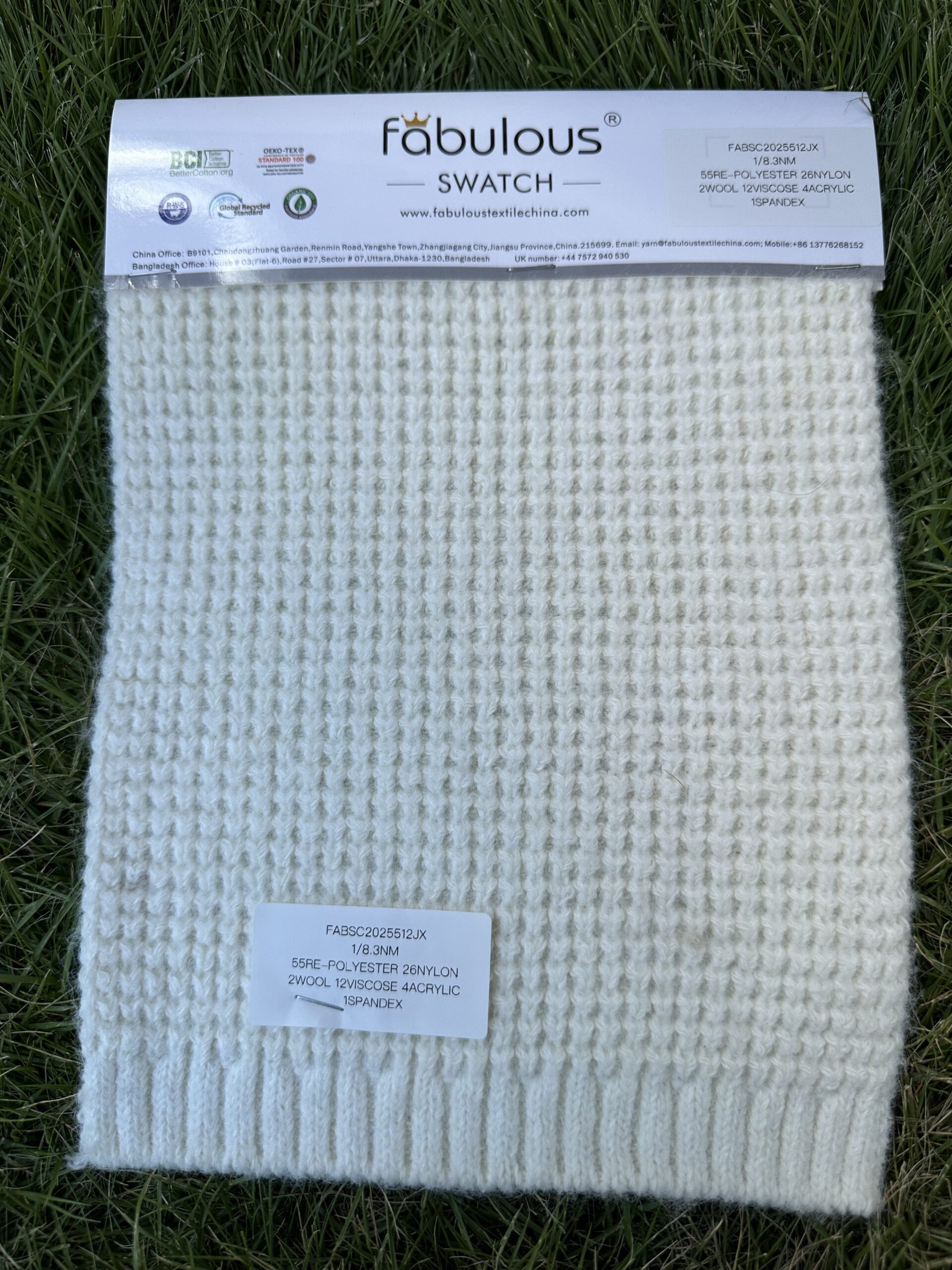 1/8.3NM 55RE-POLYESTER 26NYLON 2WOOL 12VISCOSE 4ACRYLIC 1SPANDEX