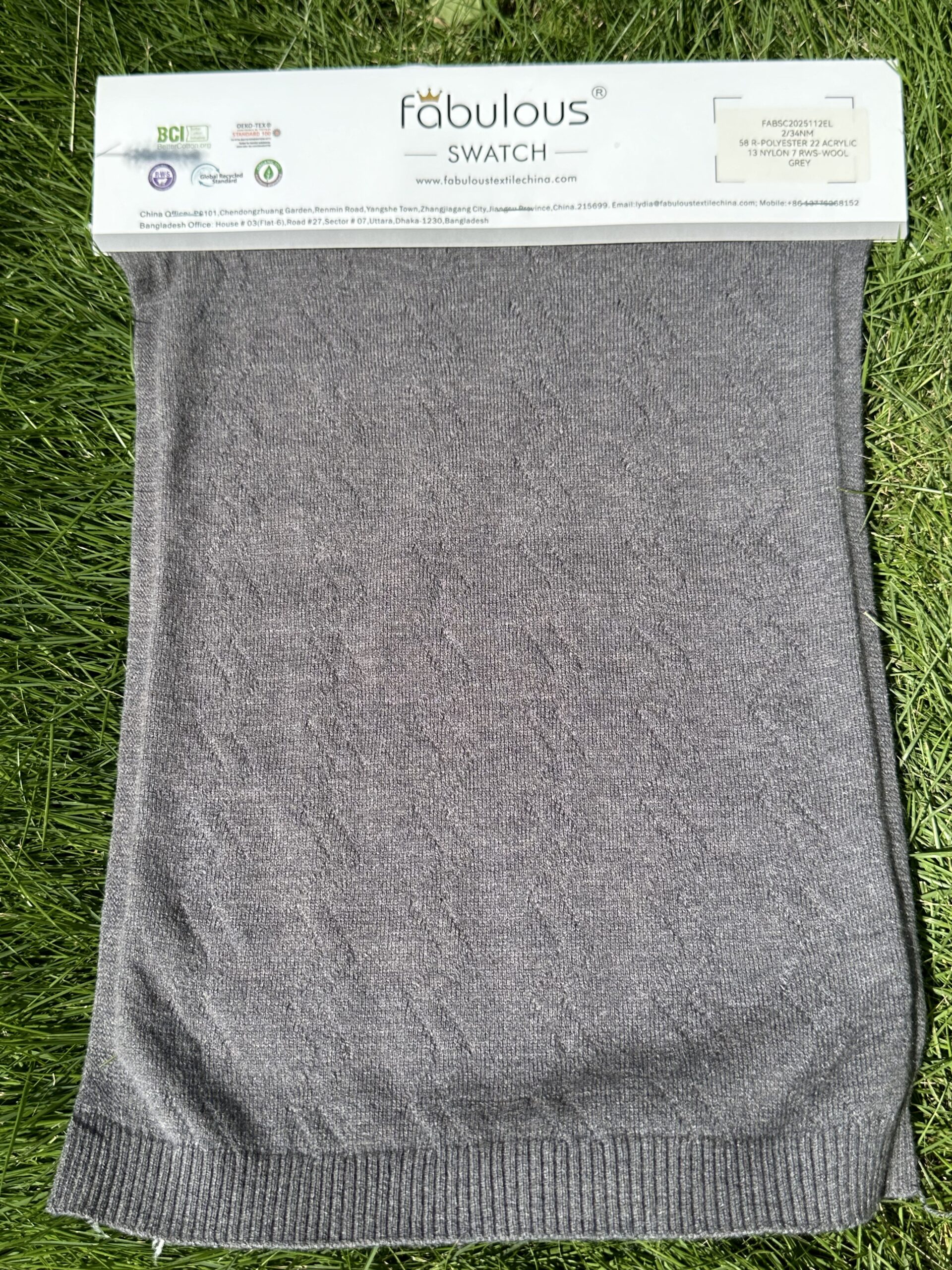 2/34NM 58R-POLYESTER 22ACRYLIC 13NYLON 7RWS-WOOL GREY